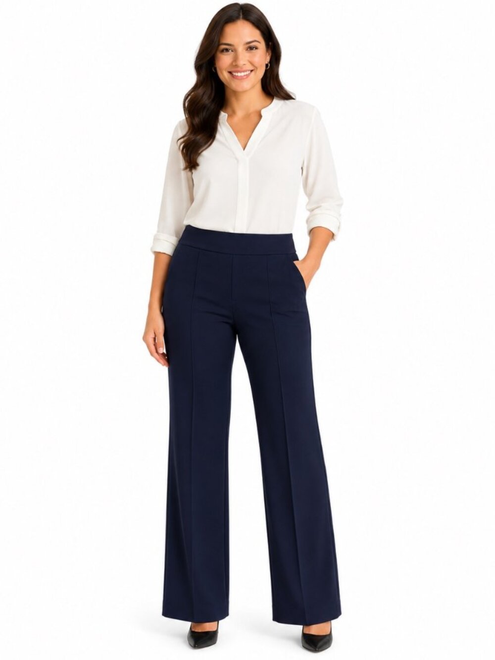 Hilary Women's XL Dress Pants Navy Blue Pull On Straight Leg Career Work NWT
